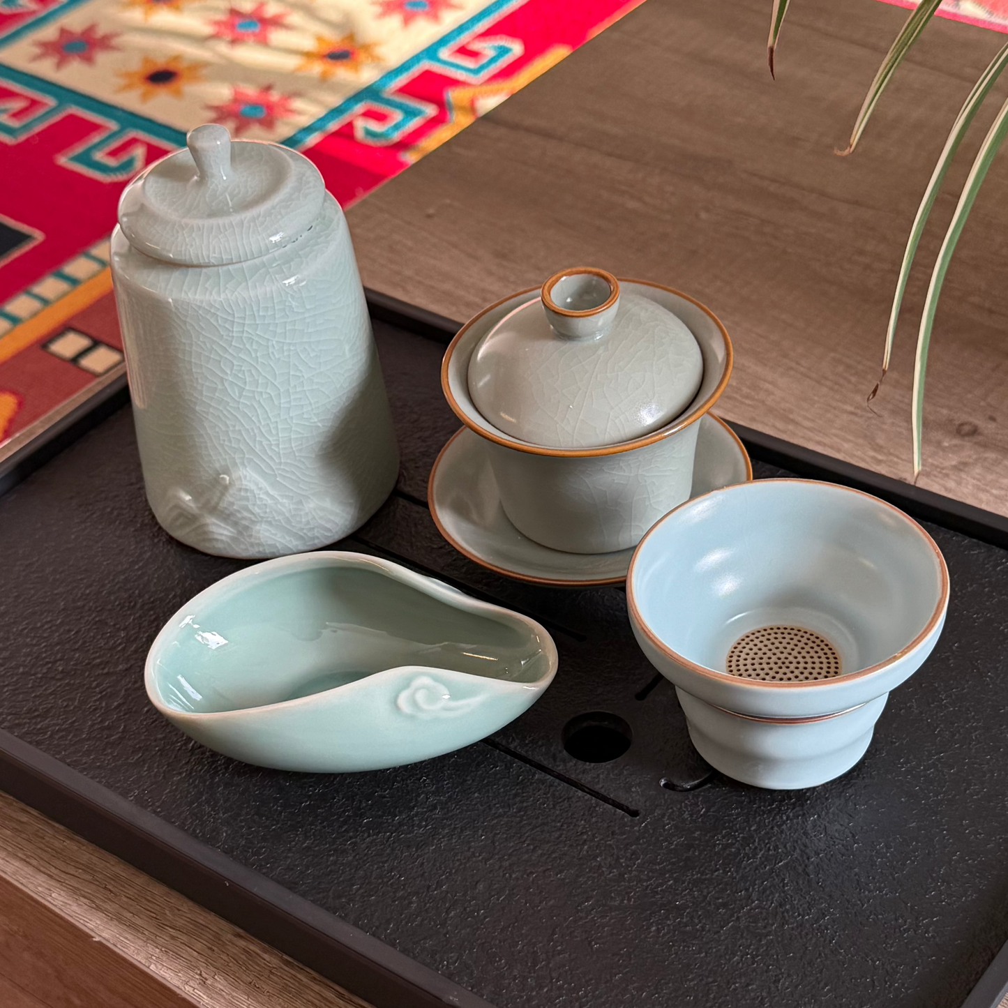 Stone Tea Tray with Drain System, 36х24 cm
