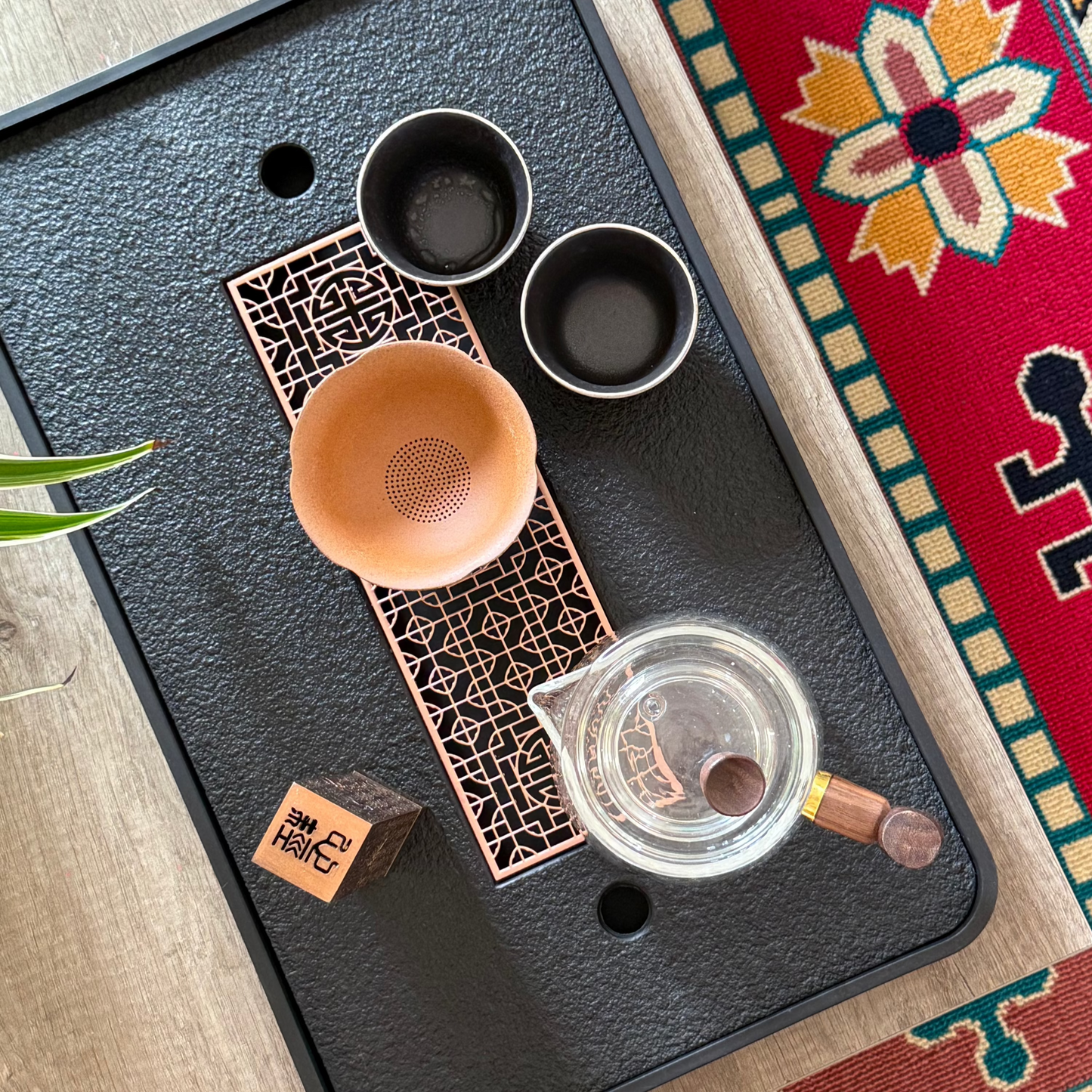 Stone Tea Tray with Drain System, 43х26 cm